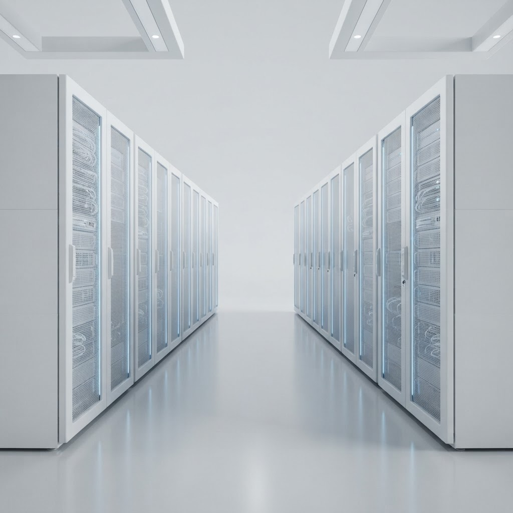 Centro de datos moderno con racks de servidores de EnteraCloud